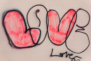 Wall painting, house facade, graffiti, lettering LOVE Wall painting, house facade, graffiti, lettering LOVE